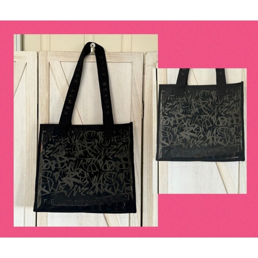 Fenty Beauty Black Mesh Graffiti Tote Bag